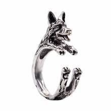 Kinitial Fashion Ring Unique Handmade Boho Chic Retro German Shepherd Ring Adjustable Finger Rings Pet Lovers Gift Idea Jewelry 2024 - buy cheap