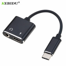 Kebidu-Adaptador de auriculares tipo C a 3,5mm, cargador de Cable de Audio USB C 2 en 1 Tipo C a Jack de 3,5mm para Xiaomi Mi6 2024 - compra barato