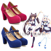 Nekopara Chocola Vanilla Anime Maidservant Lolita blue red Cosplay Shoes High Heels Pumps 2024 - buy cheap