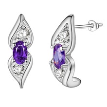 New Arrival New Arrival beautiful leaf purple stone silver plated Earrings for women fashion jewelry Earring /YMLQZHJS KYVEGPKZ 2024 - buy cheap