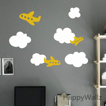 Pegatina de pared de avión nubes bebé adhesivo para pared de dormitorio infantil DIY adhesivos murales fáciles de usar para habitación de niños N17 2024 - compra barato