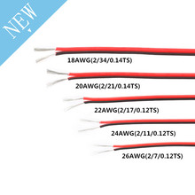 Cable eléctrico AWG de calibre 18/20/22/24/26, 10 metros, extensión de PVC aislado de cobre estañado, tira LED, Cable rojo y negro 2024 - compra barato