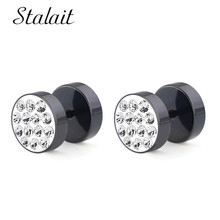 Fashion Soft Ceramic Zircon Gold Black Color Stainless Steel Earring For Women Men Punk Gothic Barbell Earring Man Jewelry 2024 - buy cheap