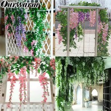 Decoração para casamento em rattan, flores artificiais de seda para noiva, guirlanda para jardim doméstico, 10 peças de 105cm 2024 - compre barato