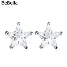 BeBella Cute Pentagram Star Stud Earrings With Cubic Zirconia Stone Original Fashion Jewelry For Women Girls Gift Wedding 2024 - buy cheap