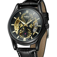Moda t-winner marca superior men automático mais novo design esqueleto pulseira de couro genuíno casual relógios de pulso popular vintage 2024 - compre barato