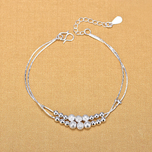 Оптовые серебряные браслеты с цепочкой, модные серебряные бусины 925 пробы браслеты для женщин 2024 - купить недорого