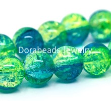 DoreenBeads Envío Gratis! 160 unids Aqua Blue & Green Crackle Glass Beads 10mm (B12251) 2022 - compra barato