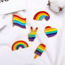 Lgbt design arco-íris pinos broche criativo coração dedo bandeira arco-íris pino de metal gay lésbica orgulho distintivo lapela pino jóias presente 2024 - compre barato