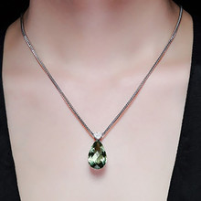 Ожерелье с кристаллом зеленого цвета MOONROCY, серебряное ожерелье с подвеской в виде капель сердца для женщин и девушек, подарок для студентов 2024 - купить недорого