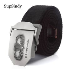 Supsindy-novo cinto de luxo para homens e mulheres, cinto militar de lona, fivela de metal, para soldados dos eua, cinto tático 2024 - compre barato