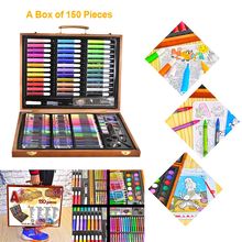 150pcs Magical 1 Box Watercolor Painting pen lead crayons wax stick Set With Wooden Box Art Set Painting Learning Tool Kids Gift 2024 - buy cheap