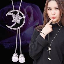 Temperament Moon Tassel Long Necklace Women 2019 Fashion Jewelry Korean Sweater Necklaces & Pendants Bijoux 2024 - buy cheap
