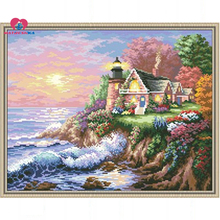 45*35cm Accurate printed Full beadwork Sea beach landscape kits for embroidery cross stitch home decoration crafts new year 2024 - buy cheap