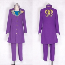 Аниме JOJO JoJo невероятное приключение Higashikata Josuke костюм для косплея Хэллоуин костюм на заказ фиолетовое пальто 2024 - купить недорого