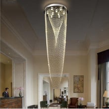 L Villa Duplex Staircase LED Crystal Long Chandelier Living Room Bead Curtain Hanging Light Modern Hotel Engineering Light 2024 - buy cheap