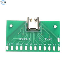 YuXi-conector USB 3,1 tipo C, 24P, 24 Pines, hembra, adaptador de PCB, placa de circuito de prueba de soldadura, 1 ud. 2024 - compra barato