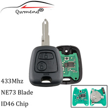 2 Buttons NE73 Blade Remote Key Fob Controller For PEUGEOT 206 433MHZ With PCF7961 Transponder Chip 2024 - buy cheap