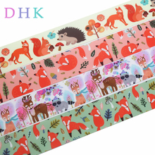 DHK 1.5'' 5yards fox deer animals printed grosgrain Ribbon Accessory hairbow headwear decoration DIY material 38mm C1653 2024 - buy cheap