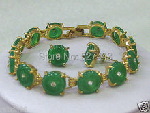 Wholesale JWEW6550 >>>>Beautiful  green stone  bracelet earrings set 2024 - buy cheap