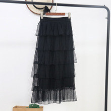 Женская газовая многослойная юбка Zuolunouba, повседневная кружевная юбка средней длины с высокой талией, лето 2019 2024 - купить недорого