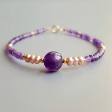 Lii Ji Natural Amethyst Pink Purple Freshwater Pearl Bracelet 925 Sterling Silver Delicate Bracelet For Women Jewelry 2024 - buy cheap