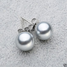 FREE SHIPPING HOT sell new Style >>>> 12mm Gray south sea shell pearl 925Sterling Silver Stud earring 2024 - buy cheap