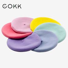 COKK Wool Beret Autumn Winter Hats For Women Painter Cap Flat Boina Feminina Gorras Planas Candy Color Beret Women New Hot 2024 - buy cheap