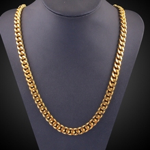 Collar de cadena Curb, collar para hombre grande lleno de oro amarillo, estilo Simple 2024 - compra barato