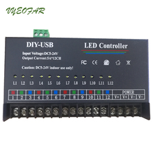 USB DIY светодиодный RGB/RGBW контроллер 12 программируемых канала 12V 24V 5A * 12CH 3528 5050 один CCT RGBCCT светодиодный шнур лента таймер 2024 - купить недорого