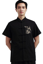 Shanghai Story Man's Dragon embroidery Top chinese traditional top male chinese kungfu shirt chinese shirt for men Dragon Shirt 2024 - buy cheap