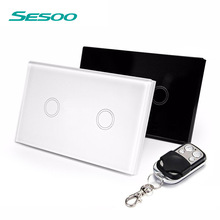 US Standard SESOO Remote Control Switch 2 Gang 1 Way ,RF433 Smart Wall Switch, Wireless remote control touch light switch 2024 - buy cheap