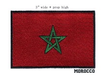 3" wide Morocco embroidery flag patch  for a red patch/one green star with black outline/applique 2024 - buy cheap
