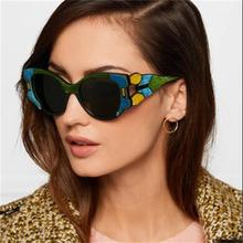 Colorful Covered Vintage Sunglasses Women Oversized Cat Eye Sunglasses Classic big brand designer Retro Red Shades eyewear 2024 - buy cheap