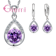 Trendy Pure  Silver Jewelry Set For Women Fine Classic Wedding Pendant Necklace Earrings Set Top Quality AAA Zircon Hot 2024 - buy cheap