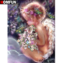 Алмазная 5D картина HOMFUN «сделай сам», полноразмерная/круглая Алмазная вышивка «Ангел», 3d-вышивка крестиком, подарок, домашний декор A01723 2024 - купить недорого
