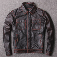 Free shipping,plus size genuine leather jacket,mens classic vintage cowhide coat,quality casual slim frock jackets.sales.brand 2024 - buy cheap