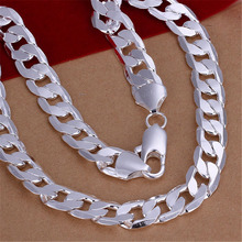 Бесплатная доставка, популярное красивое модное серебряное ожерелье 12 мм с цепочкой Фигаро, высокое качество, великолепные ювелирные изделия N202 2024 - купить недорого