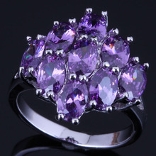 Charismatic Oval Purple Cubic Zirconia Silver Plated Ring V0422 2024 - buy cheap