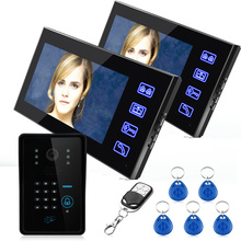 Сенсорный ключ, 7-дюймовый цветной видеодомофон RFID, система внутренней связи 5 ID-карт, видеодомофон 2 монитора, оптовая продажа 2024 - купить недорого
