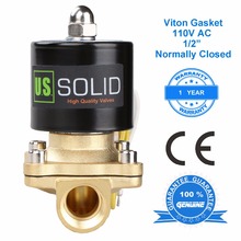 U.S. Solid 1/2" Brass Electric Solenoid Valve 110V AC Normally Closed for diesel Air Oil Water, CE certified 2024 - buy cheap