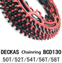 DECKAS-plato redondo para bicicleta de montaña, juego de platos y bielas BCD de 130mm, 130BCD 50T/52T/54T/56T/58T, envío gratis 2024 - compra barato