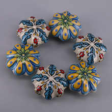 4PCS Floral Print Ceramic Knobs Decorative Cupboard Cabinet Door Knobs Drawer Pulls Handles 2024 - buy cheap