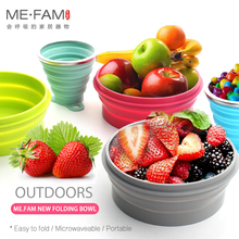 ME.FAM 800ml Silicone Folding Bowl With Sealed Dust Lid Outdoor Food Storage Lunch Box Eco Friendly Children Anti Fall Tableware 2024 - buy cheap