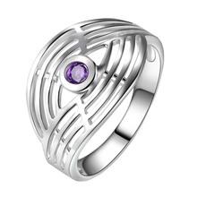 Модное Ювелирное кольцо, романтическое кольцо фиолетового цвета с фианитами, милое геометрическое любящее кольцо AR168 2024 - купить недорого