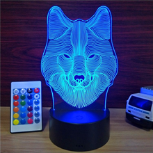 2019 Animal Novelty Wolf Head Acrylic 3D Illusion Nightlight USB Touch Creative Bedside Sleeping Desk Lamp  LED Night Light Gift 2024 - buy cheap