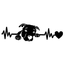 Pegatina de vinilo para parachoques de coche, pegatina con cara de Pitbull, latido del corazón, para, perro, mascota, mascota, 18x5,2 cm 2024 - compra barato