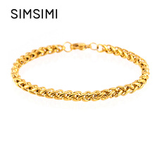 Simsimi-pulsera masculina de acero inoxidable para hombre, brazalete de cadena de eslabones dorados y plateados, regalo de joyería de buena calidad 2024 - compra barato