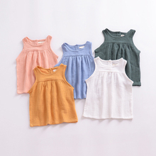 Blusa macia de algodão para bebês, camisas de linho para crianças, roupas de princesa infantis para meninos e meninas 2024 - compre barato