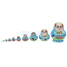 Hand Painted Girls Russian Babushka Matryoshka Nesting Dolls Kit 10 Pieces Kids Birthday Gift Christmas Ornaments 2024 - buy cheap